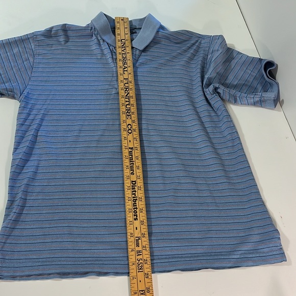 Johnston & Murphy Short Sleeve Light Blue With Black & Coral stripes Polo Sz Lg - Picture 6 of 9